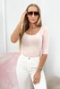 Round neckline blouse powdered pink