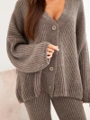 A women's knitted set with a cardigan and wide trousers fango