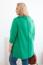 Damenbluse aus Baumwolle Plus Size asymmetrisch mit umgeschlagenem Ärmel grün