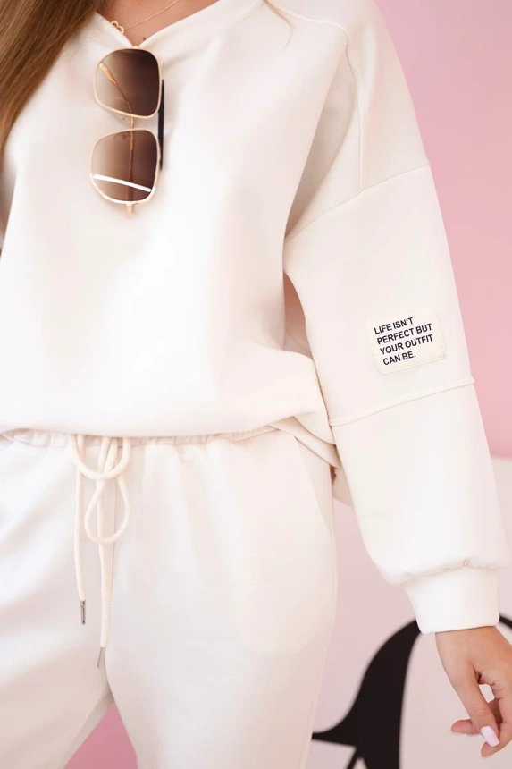 Set sweatshirt + pants buttery fabric light beige