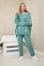 Oversize cotton set sweatshirt + pants dark mint