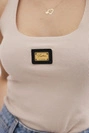 Gerippte Bluse mit Bling beige