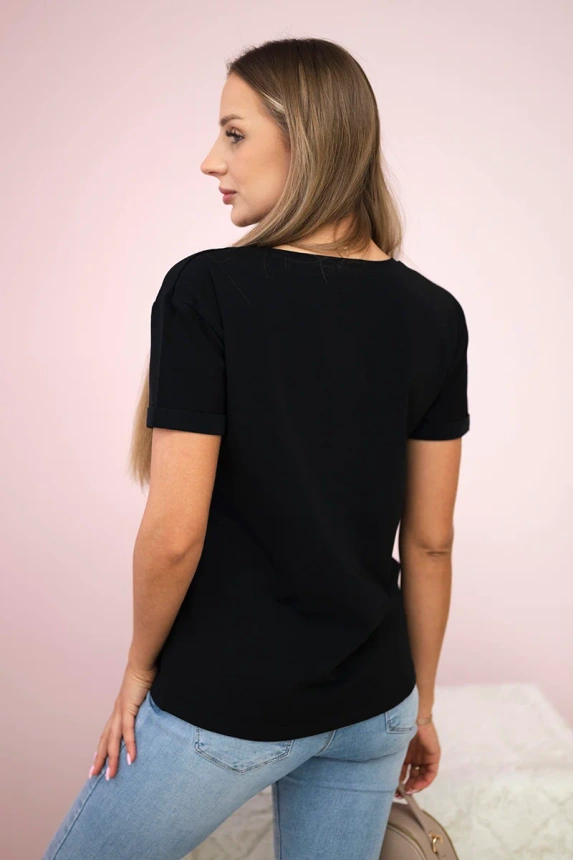 Blouse with a woman's graphics black