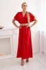 Long dress with a decorative belt red