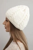 Women's winter wool hat with cable knit K452 ecru
