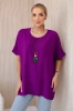 Oversized blouse with pendant dark purple