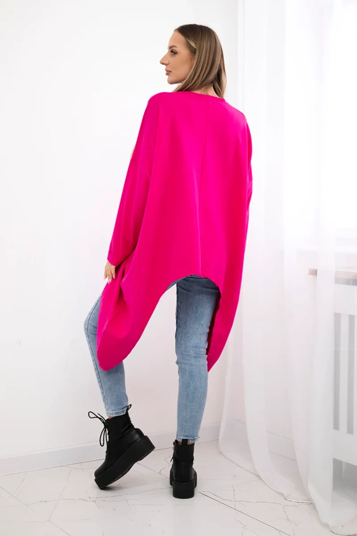 Oversize halenka s potiskem fuchsiová