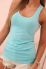 Women's sleeveless cotton blouse with a round neckline turquoise