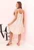 Women's muslin dress with straps and frill beige