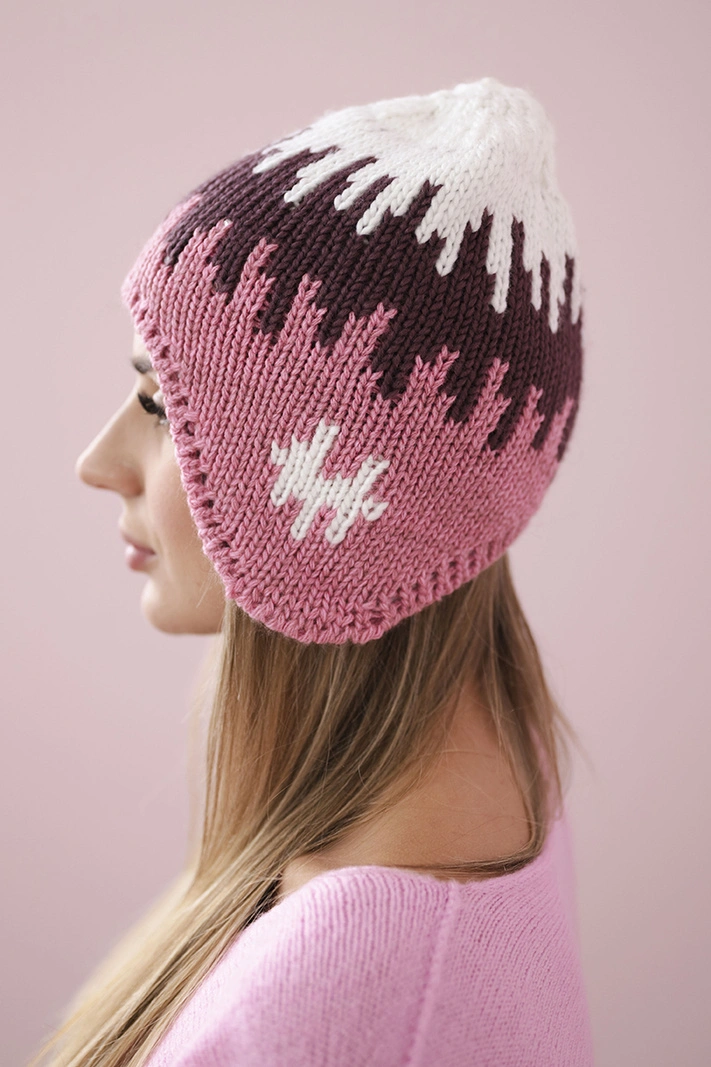 Damenmütze Nikol K405 weiß+bordeaux+rosa