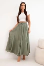 Women's maxi cotton skirt with an elastic waistband camel