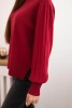 Damenpullover aus Viskose mit langen Ärmeln und seitlichen Schlitzen bordeauxrot