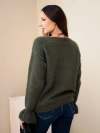 Damenpullover mit Mohair und Wolle mit Volant an den Ärmeln khaki