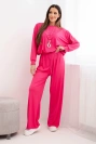 Damen Komplettset aus Viskose mit Bluse und Hosen in Übergröße fuchsia