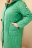 Kurtka damska Plus Size zimowa pikowana z kapturem jasno zielona