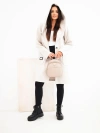 Dámský kabát s kapucí a velkými kapsami béžový světlý