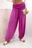 Women's viscose trousers with wide leg and ruffles dark purple