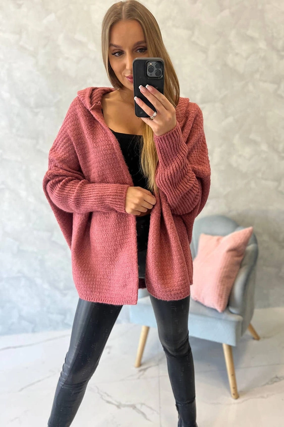 Kapuzenpulli mit Fledermausärmeln dunkelrosa