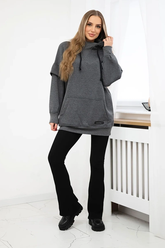 Warm-up Sweatshirt mit halbem Reißverschluss in Graphit