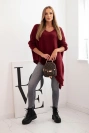 Damenpullover aus Wolle asymmetrisch Plus Size mit V-Ausschnitt bordó