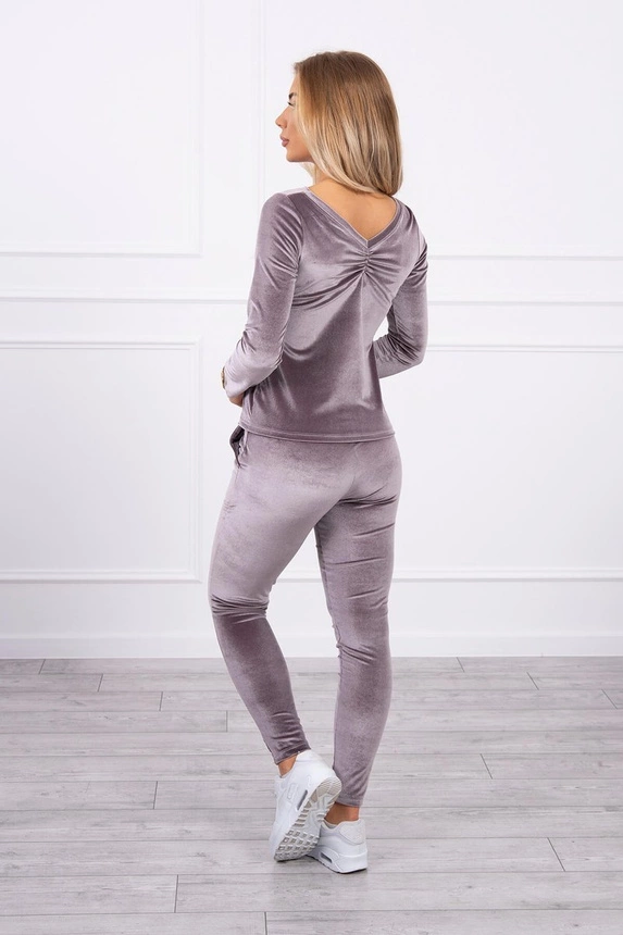Velor set with ruffles at the back gray