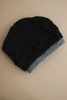 Women's winter hat made of wool with a braided pattern K443 black + gray