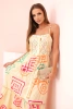 Damenkleid aus Baumwolle mit buntem Muster beige