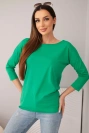 Women's blouse with a boat neckline green