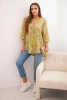 Women's cotton blouse with a butterfly pattern and buttons kiwi