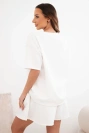 Women's viscose buttery set with short sleeves and high-waisted shorts ecru
