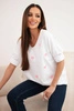 Women's cotton long-sleeve blouse with hearts white+pink
