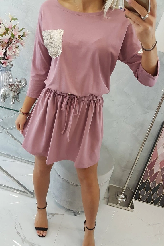 Kleid mit Paillettentasche dunkelrosa