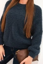 Women's sweater made of soft mohair navy blue