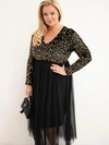 Dámské šaty Plus Size s flitry s příměsí viskózy černá+zlato