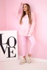 Set hoodie buttery fabric + ribbed trousers light pinky