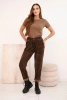 Damenhose mit Gürtel aus Cord schokoladenfarben