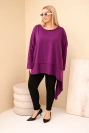 Dámská tunika Plus Size z bavlny s asymetrickým spodním lemem tmavě fialová