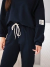 Women's cotton set with sweatshirt and jogger pants navy blue