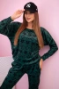 Women's velour set with monogram green + black