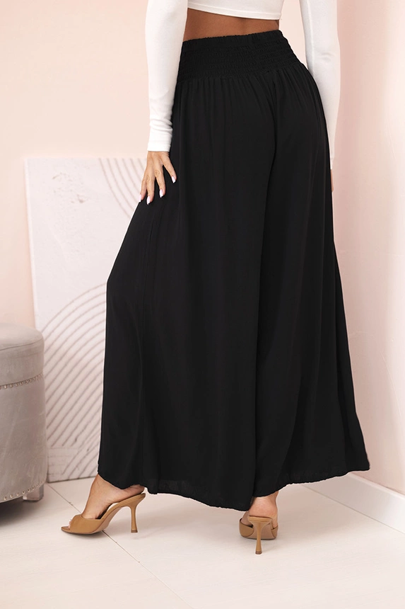 Women's viscose trousers with elastic waistband black