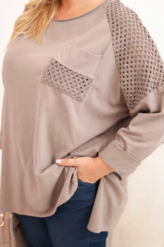 Plus Size women's cotton blouse with fango print color