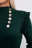 Vypasovaná svetrová halenka s knoflíky zelená
