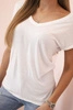 Women's cotton blouse with a V-neck and short sleeves color