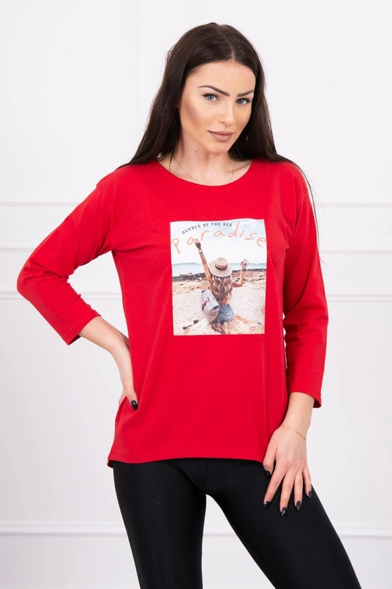 Raudona Paradise print palaidinė