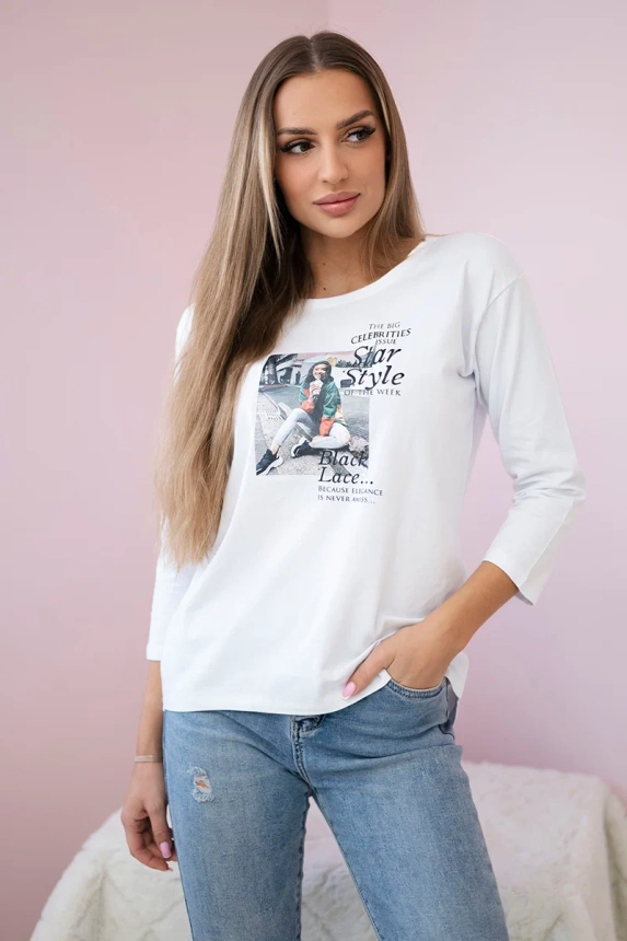 "Star Style" spausdinta balta palaidinė