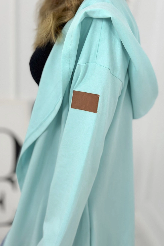 Long cardigan with hood mint