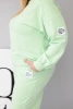 Dámsky komplet Plus Size z bavlny s voľnou mikinou a nohavicami so širokým strihom pistáciový
