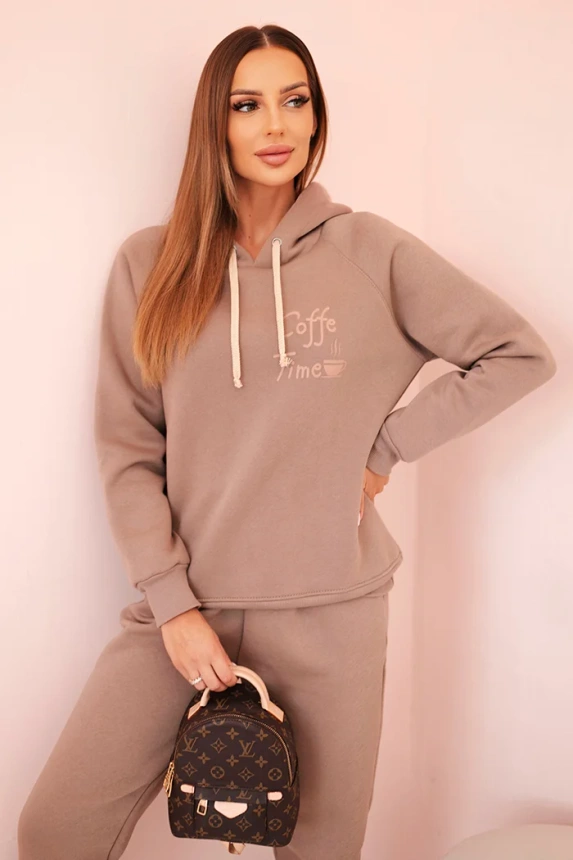 Women's cotton thermal set with fango print green