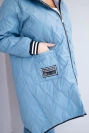 Damenjacke Plus Size gesteppte mit Kapuze und sportlichen Bündchen Jeansfarbe