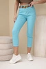 Women's spring Boyfriend high-waisted pants with a belt M.Sara turquoise